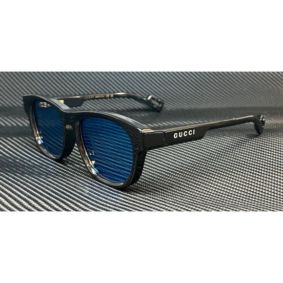 Gucci Black Blue Tint Men's Sunglasses - Picture 1 of 5